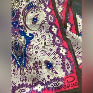 Pre Owned Pink/Purple Oscar De La Renta Silk Scarf. 34" X 34""